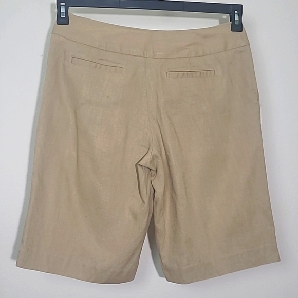 Walking Shorts Washable Linen blend Mark Eisen khaki Beige Preppy - Picture 2 of 7